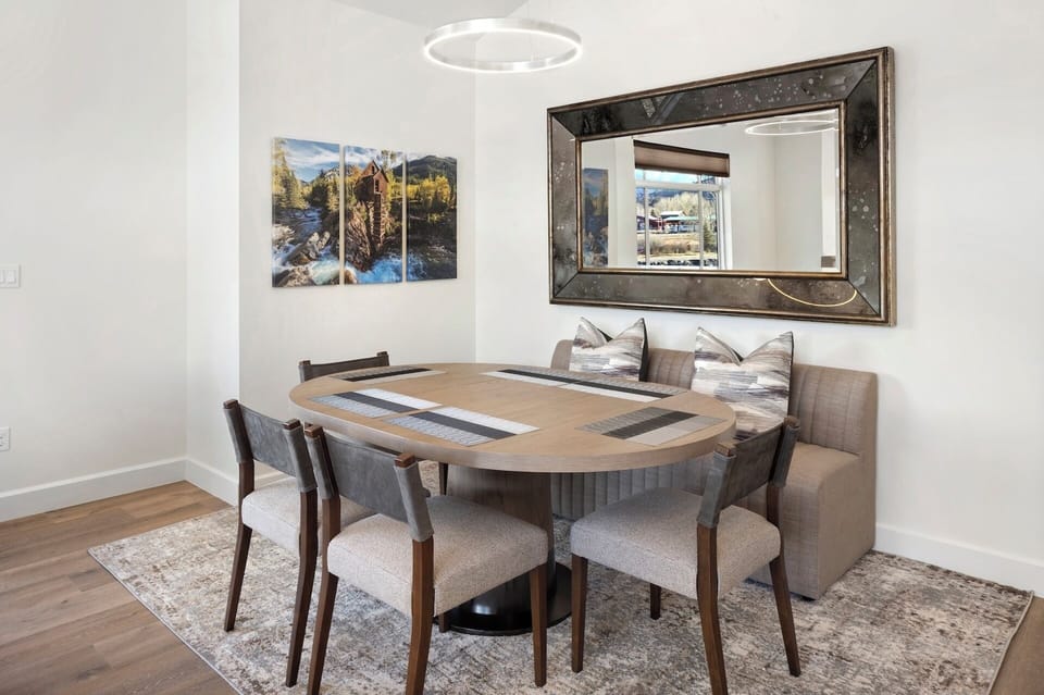 Gather comfortably with dining space for 6 guests.