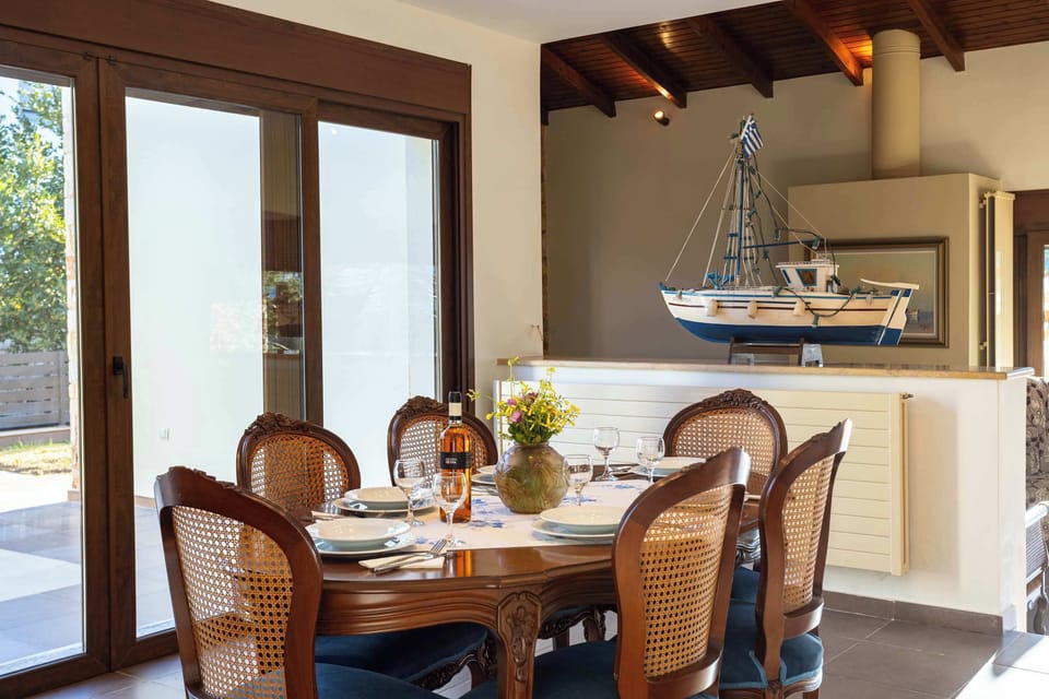 Warm Living Space with Wooden Ceilings and Fireplace