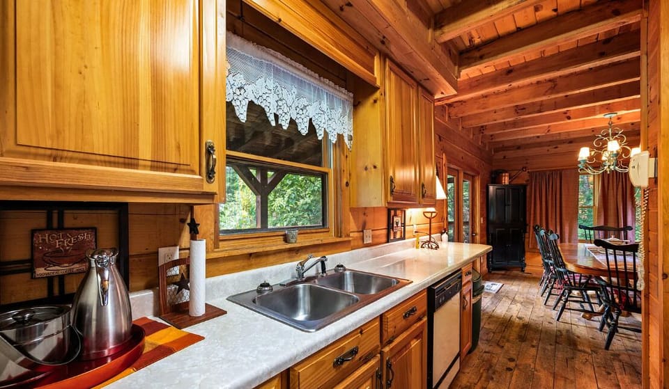 Indoors, Hardwood, Stained Wood, Kitchen, Sink