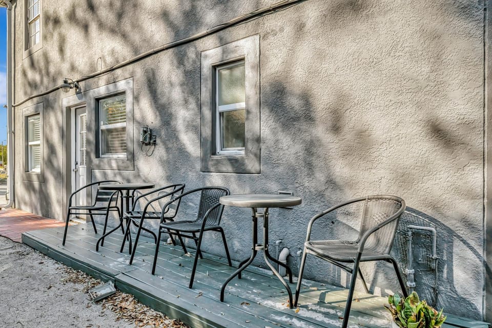 Patio seating setup outside the home