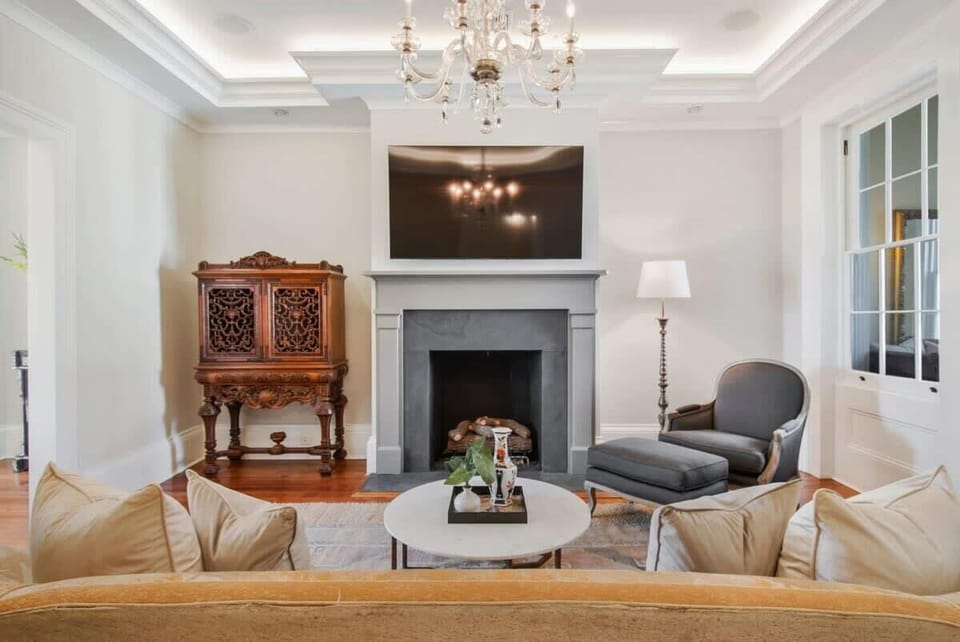 Welcome! Living Room Home B | Classic Seating Area with Historic Details | Second Floor