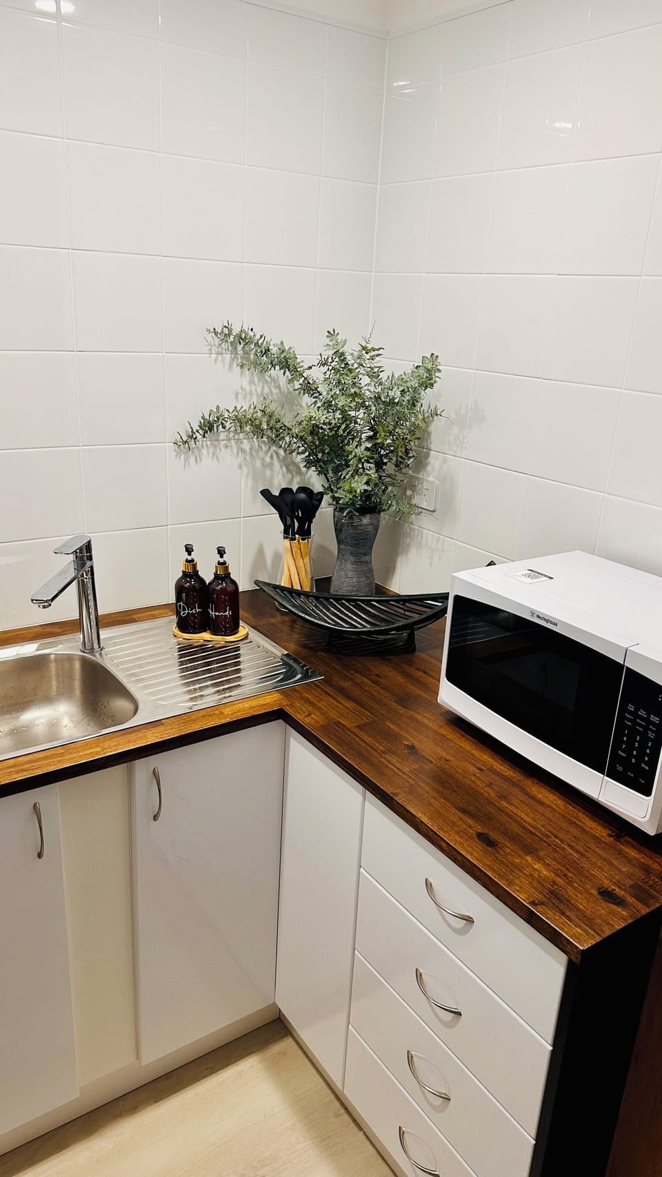 microwave, sandwich press, blender, mixer, rice cooker and kitchen essentials