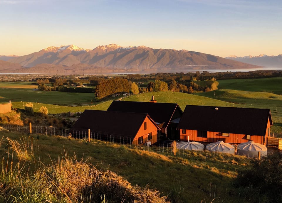 Looking out over the rest of Fiordland Eco-Retreat, Lake Te Anau & the mountains