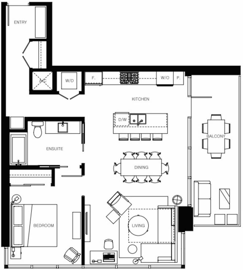 1BD CORNER LAYOUT