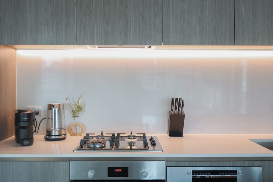 Modern kitchen with gas cooktop
