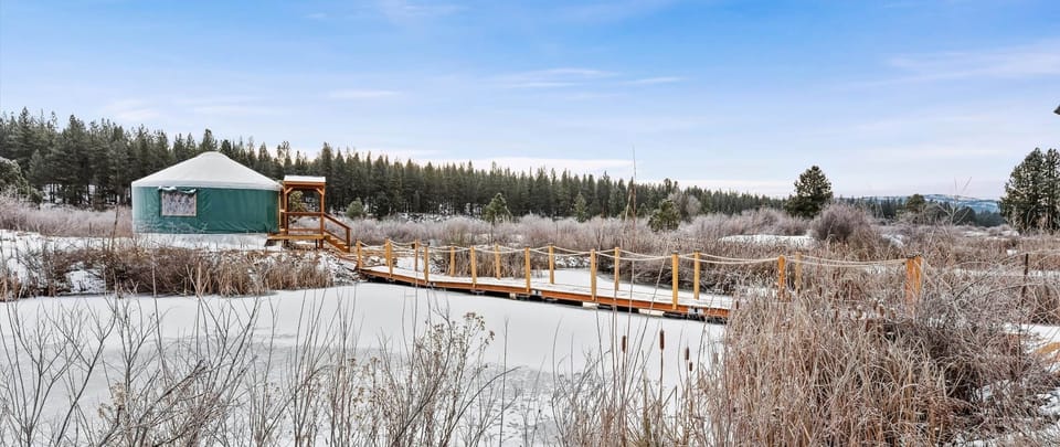 Yurt 2 Exterior and Floating Bridge