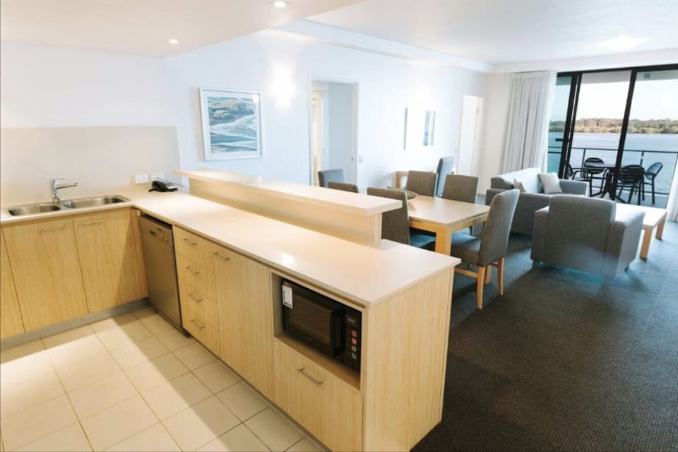 Kitchen with view to lounge area
