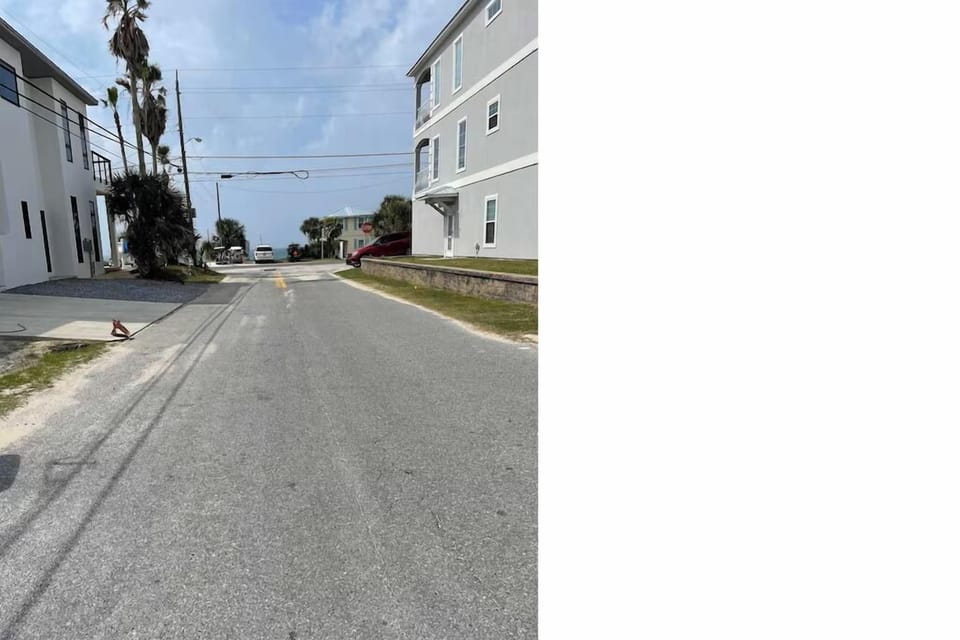 View from parking to beach access