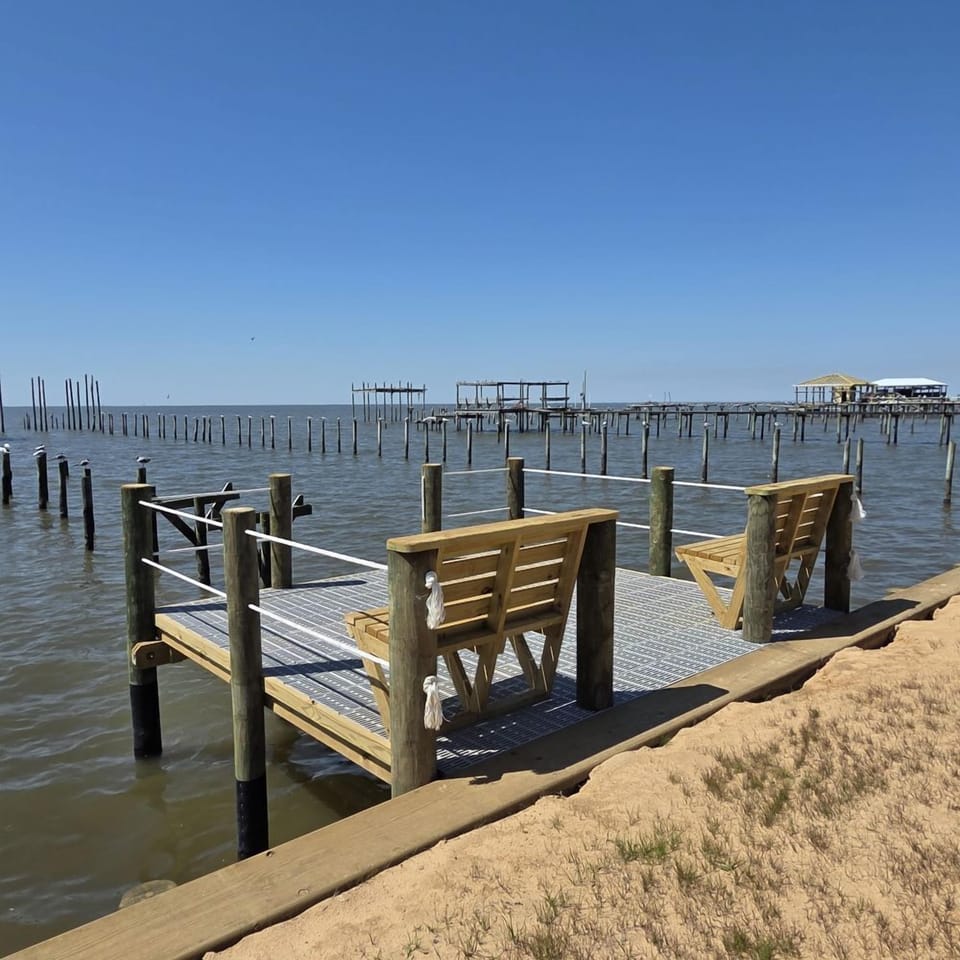 Landing - crabbing and fishing!