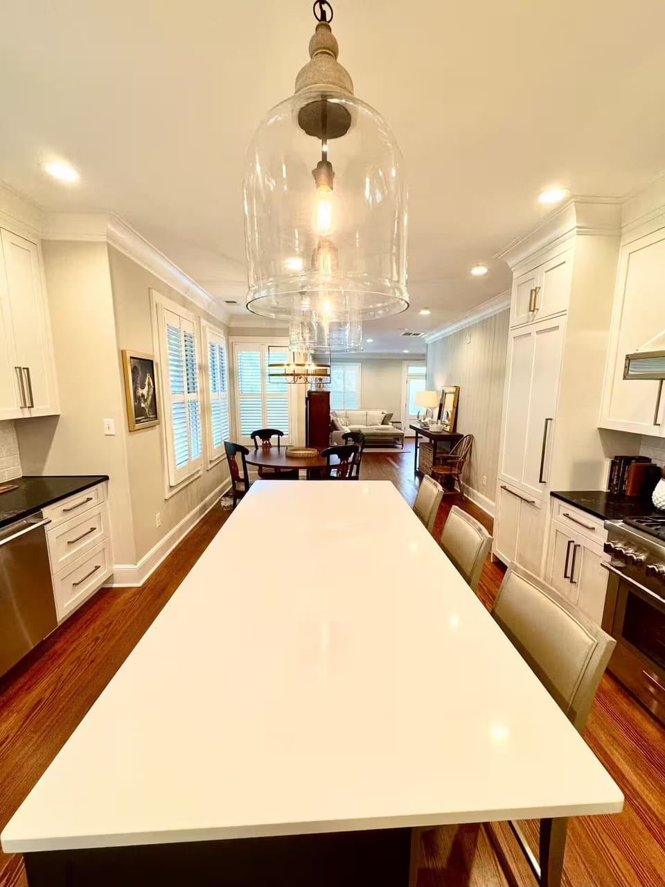 Kitchen island with seating for three