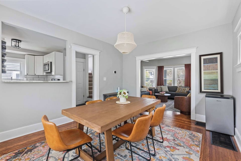 Open dining area flowing into living space for easy entertaining