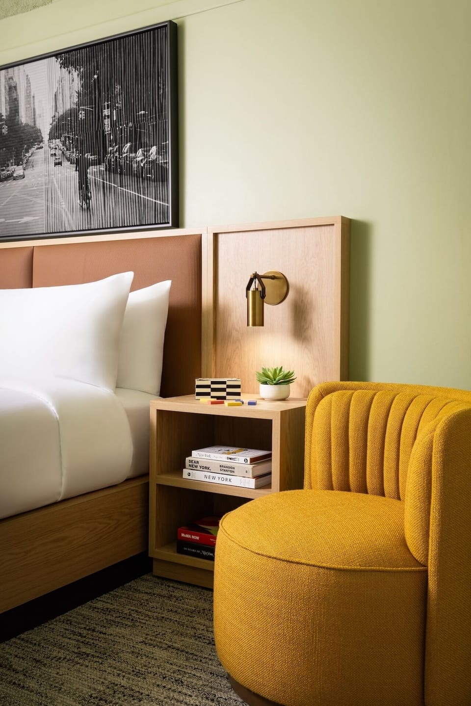 Settle into a cozy corner with soft light and calm tones.