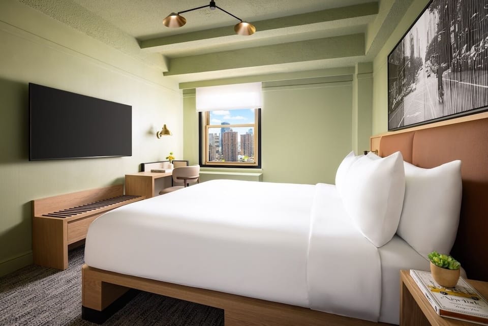 Lounge comfortably with big-screen TV and airy, modern design.