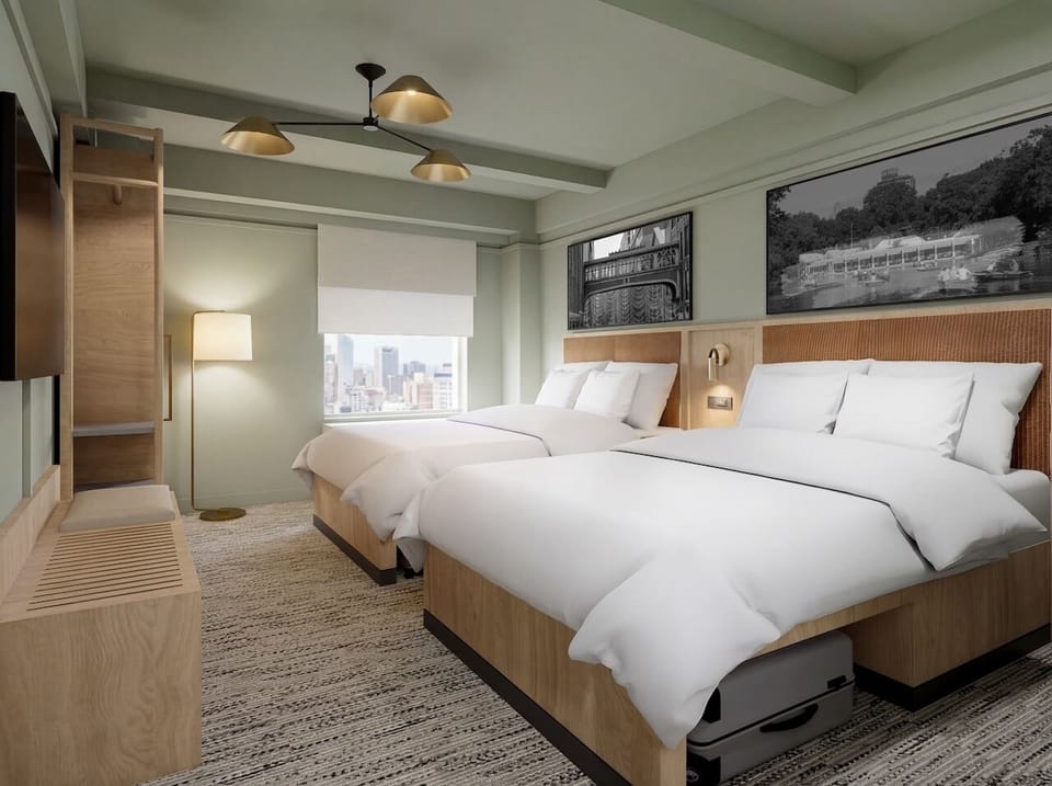 Sleep soundly with roomy double beds and soft, fresh linens.