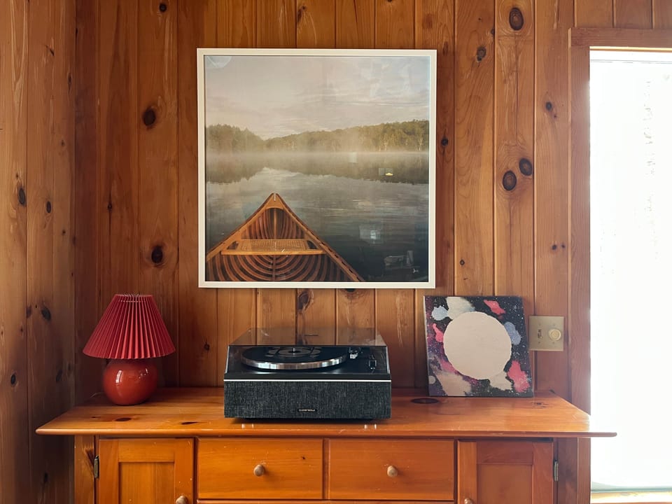 Enjoy the record player and vintage vinyl.