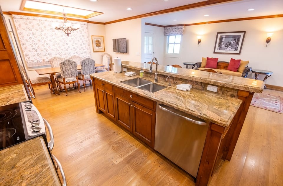 Cook and connect around the spacious island and dining nook.