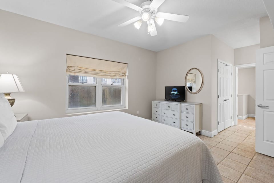 Walk-through of the bathroom, designed with a clean, modern look.
