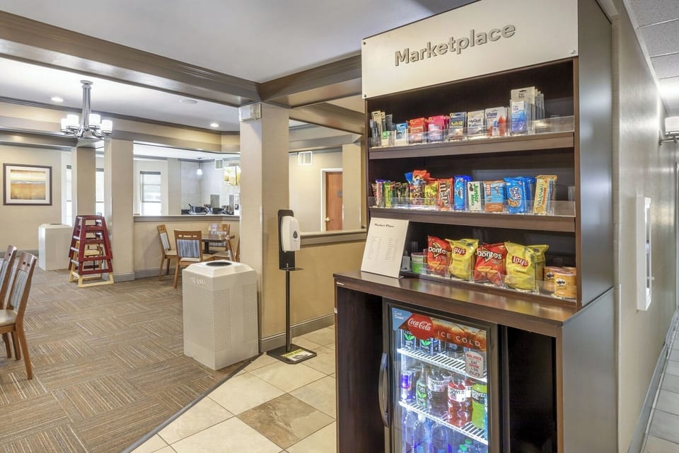 Grab snacks and essentials anytime at the convenient marketplace.