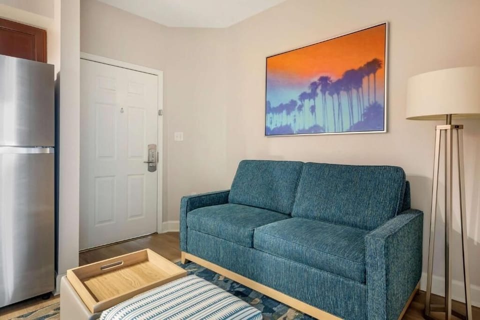 Kick back on the comfy sofa after a day out.
