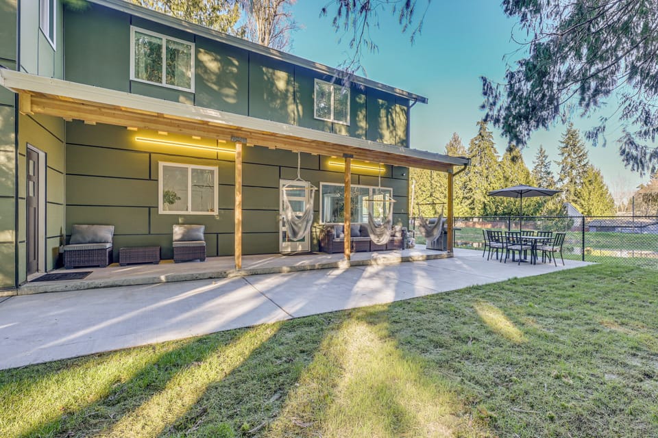 Backyard | Furnished Patio | Pond Views