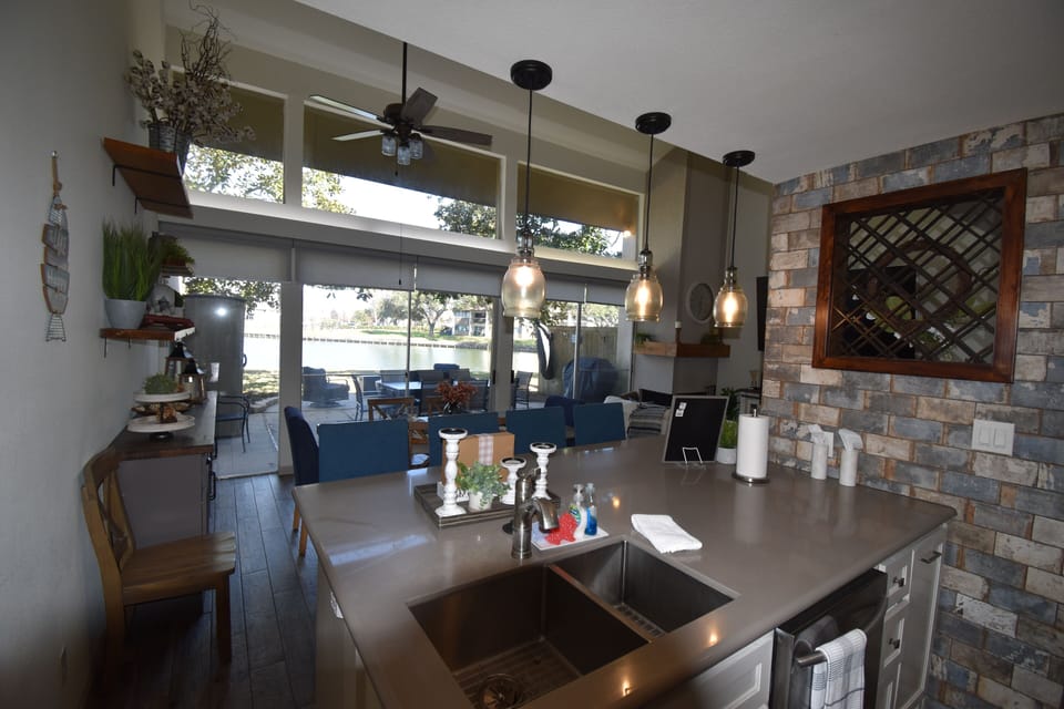 View of the serene cove from kitchen and dining room.