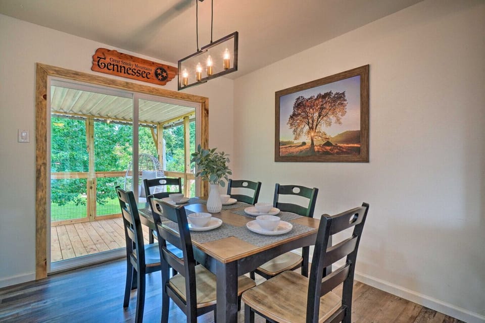 Dining Area | Seating for Six & Sliding Doors to Covered Porch