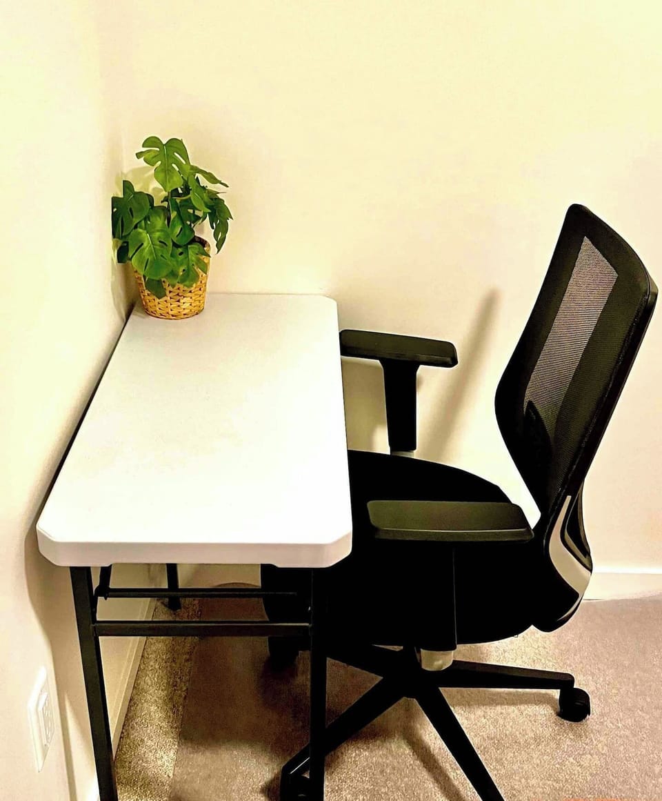 Office Desk and Ergonomic Chair! Flexibility to work from home with high speed 1 GB internet. 