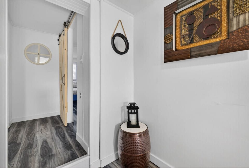 A warm welcome home. This spacious entryway includes dedicated space for your luggage and gear, keeping your sleeping area clutter-free and relaxing