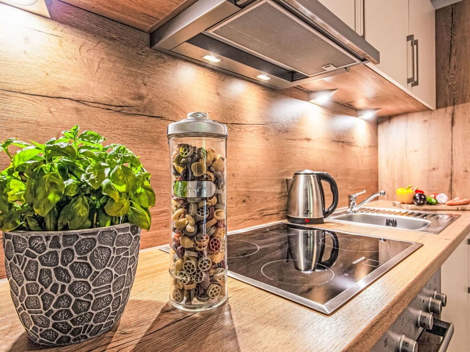 Kitchen, Kitchen Appliance, Wood, Countertop, Interior Design, Major Appliance, Flooring, Home Appliance, Cabinetry, Houseplant