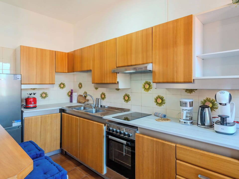 Kitchen Appliance, Kitchen, Countertop, Major Appliance, Cabinetry, Wood, Flooring, Interior Design, Furniture, Kitchen Stove