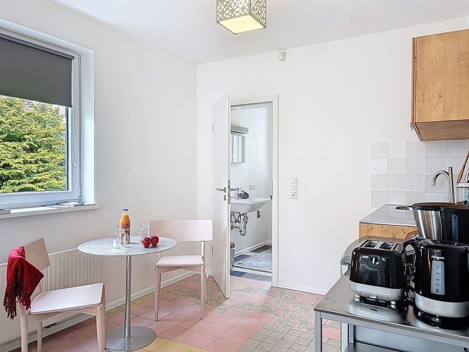 Interior Design, Furniture, Flooring, Kitchen Appliance, Major Appliance, Floor, Ceiling, Lighting, Room, Kitchen