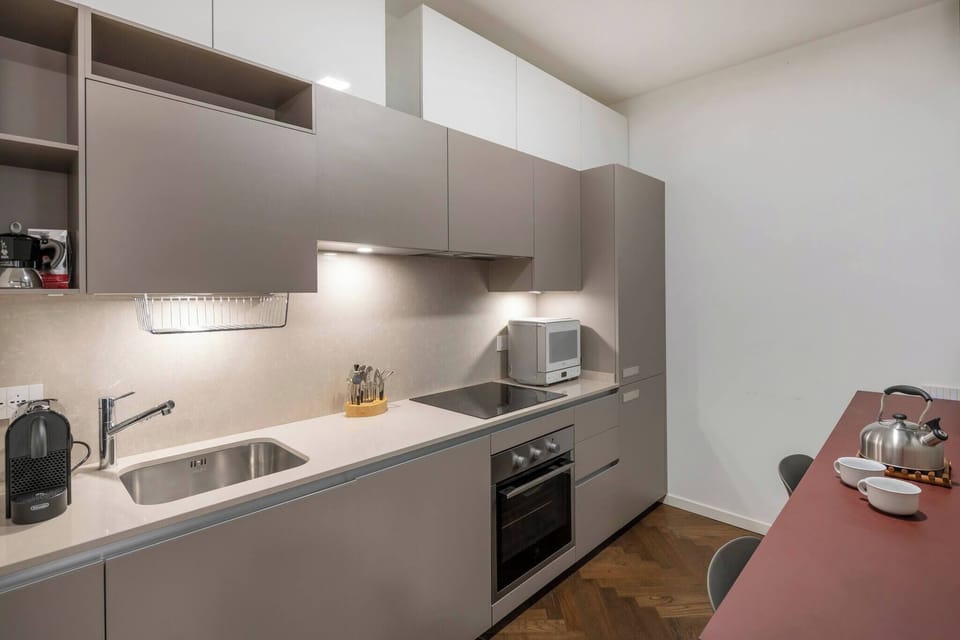 Modern kitchen with all the appliances needed. Dishwasher, fridge, induction stove...