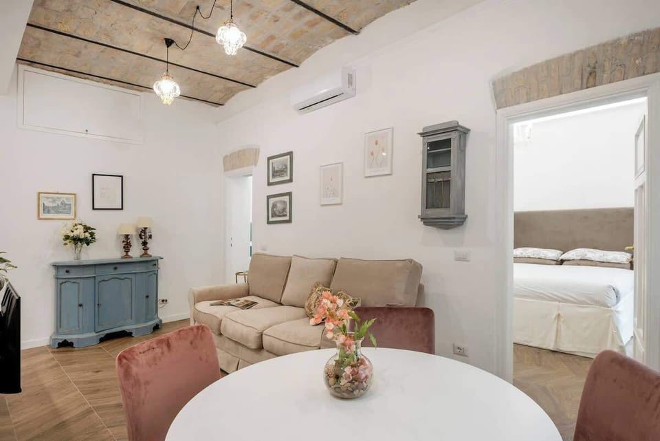 View of one of the bedrooms from the dinning table.