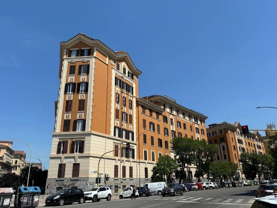 Wonderful historic building with nice garden inside. The facade is protected because of its historical value. 