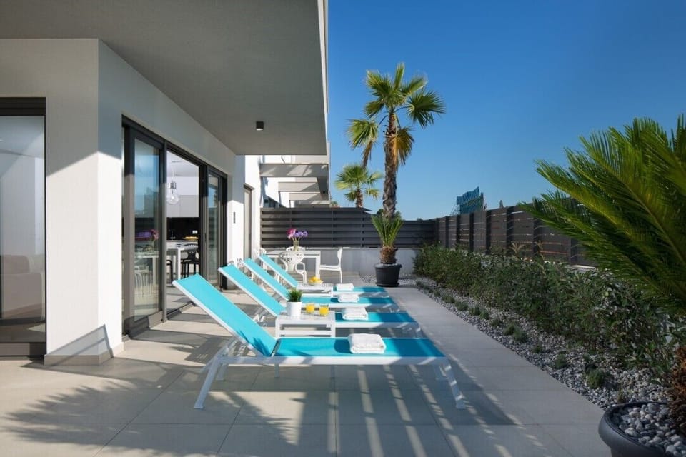 Private terrace and sun loungers