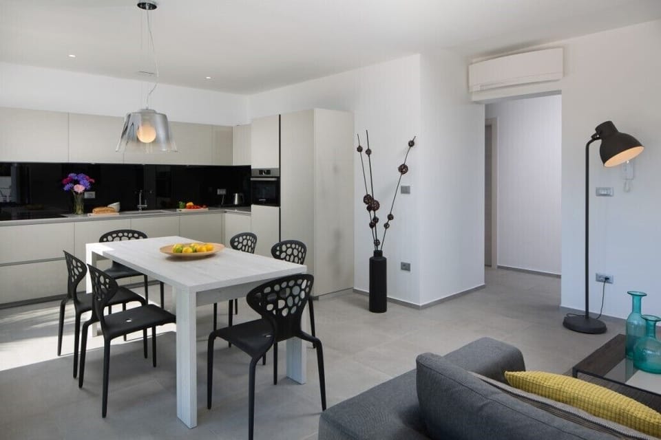 Dining area and modern kitchen