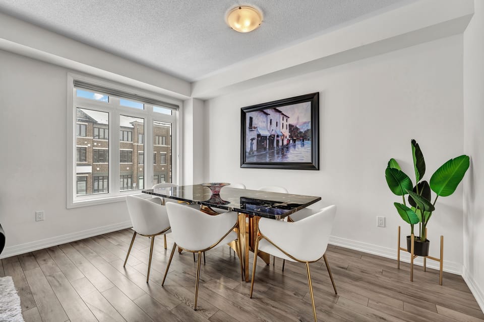 Close-up of the dining area, perfect for entertaining up to six guests