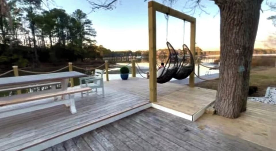 Waterside swings and dining table 