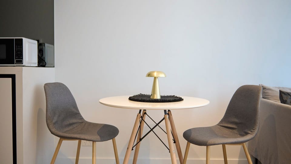Intimate dining nook for two.