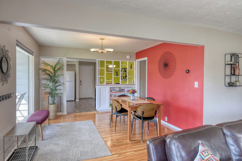 Fun mid-century architectural features throughout.
