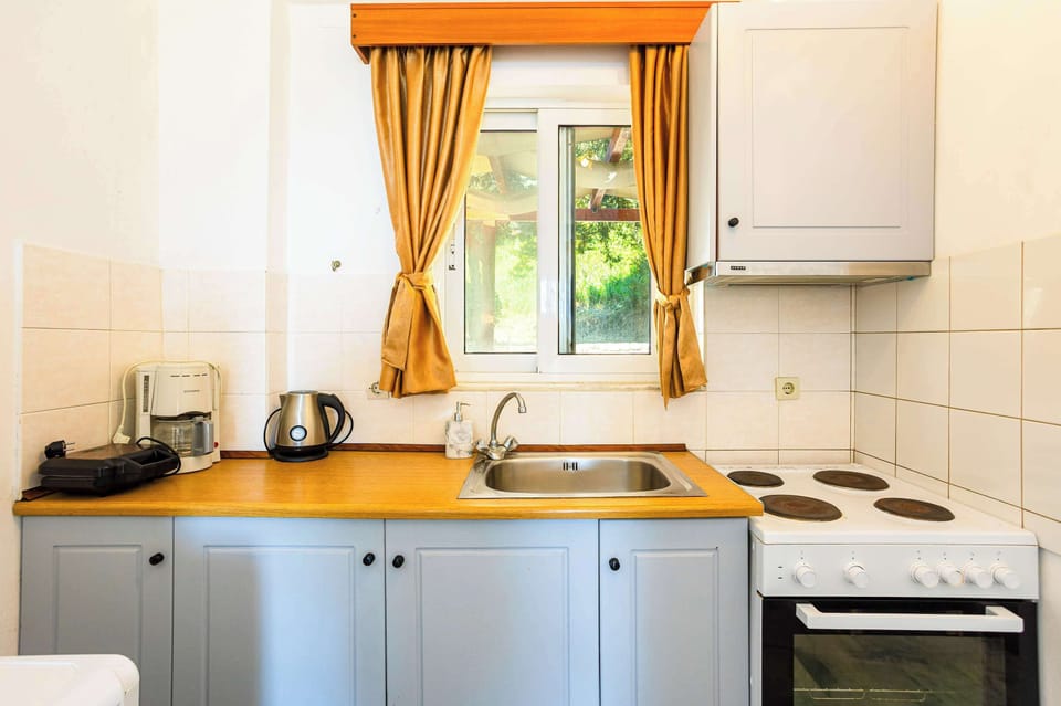 Modern Kitchen with Wooden Details and Garden View