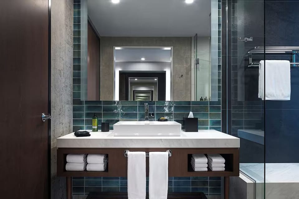 Refresh at the spa-like vanity with bright, flattering lighting.