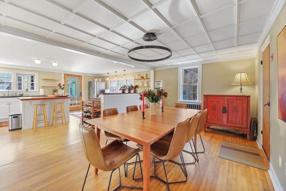 open concept kitchen and dining