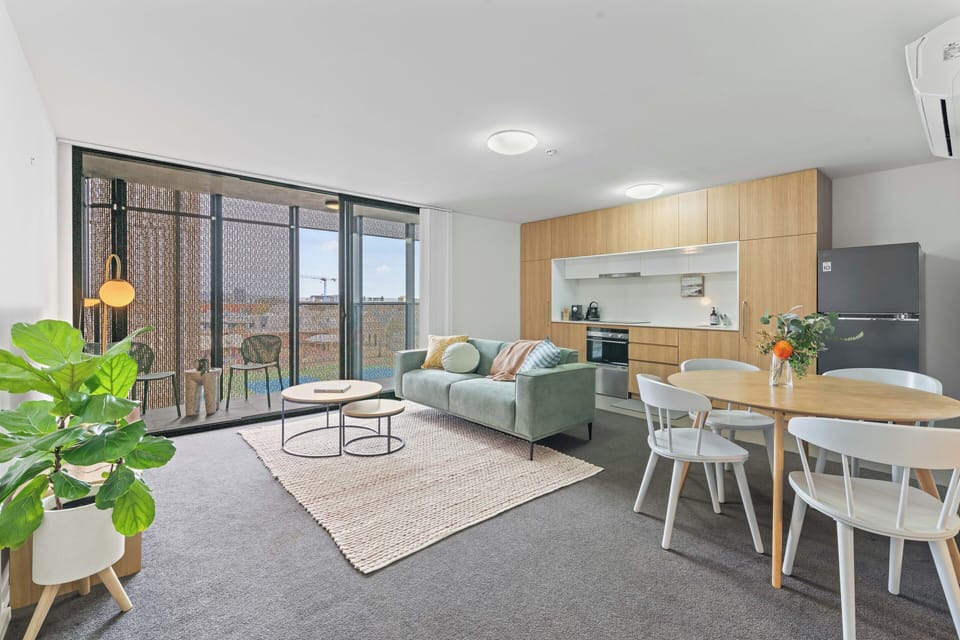 4 seater dining table in the open plan living area 