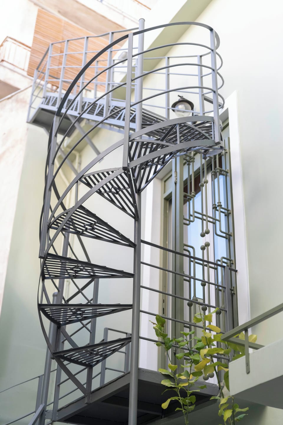 Stairs going down to court yard