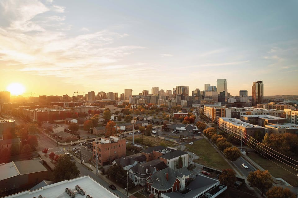 Sweeping skyline views that capture the beauty of Nashville at golden hour!