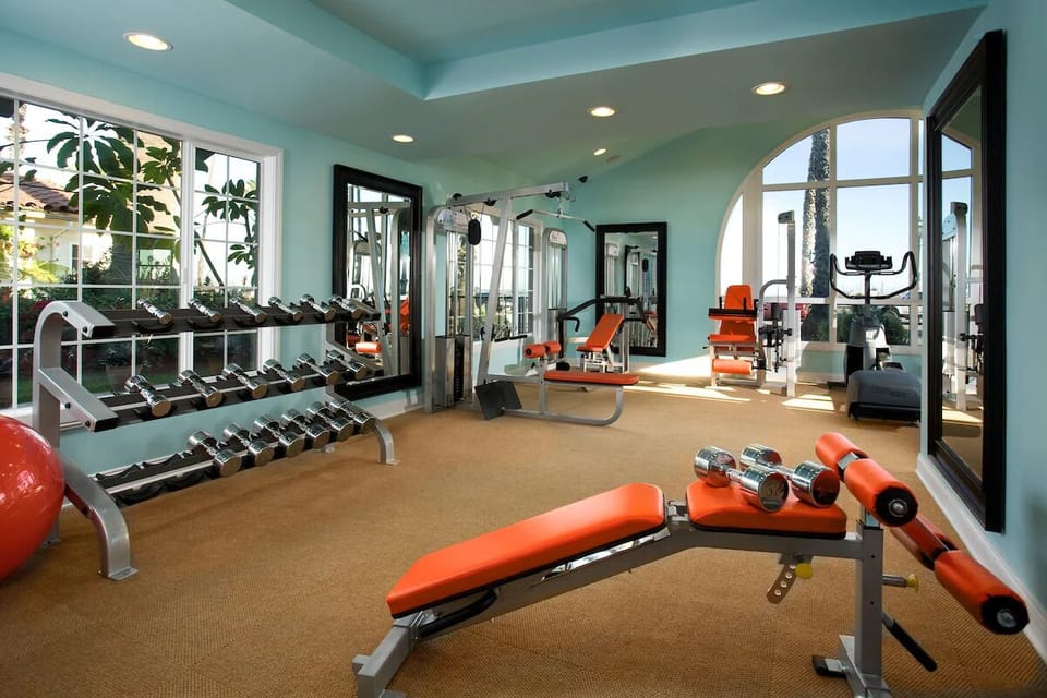 Energize your morning with weights and bright, airy windows.