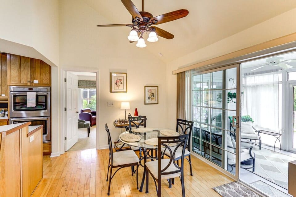 Dining Area | Glass Table | Patio Access & Ceiling Fan