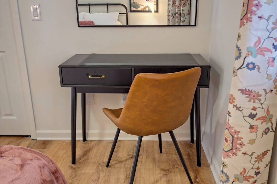 Dedicated workspace with desk and chair — ideal for remote work, journaling, or planning your North Georgia adventures 💻📖
