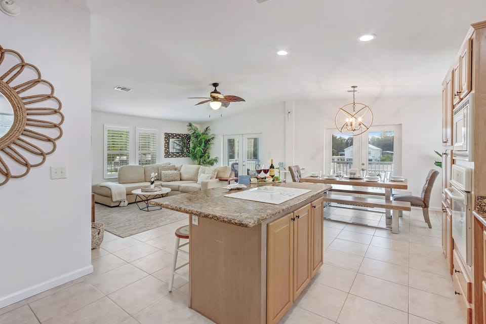 View of living space from kitchen.